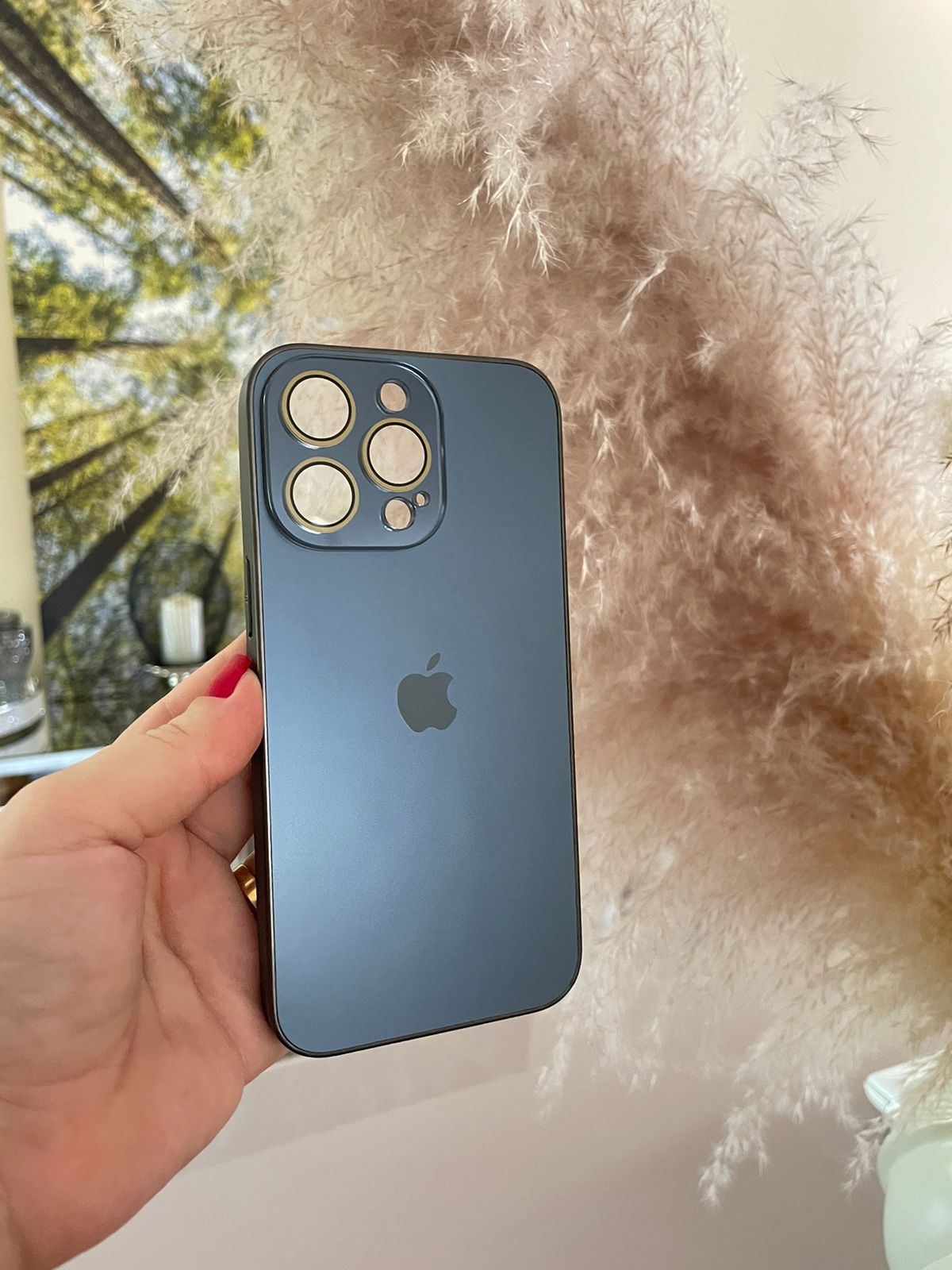 iPhone 12 a 14 / Funda I Glass Titanio