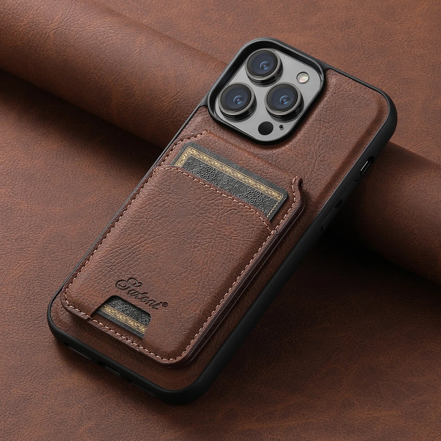 iPhone 12 a 14 MagSafe / Funda de Cuero con Billetera magnética