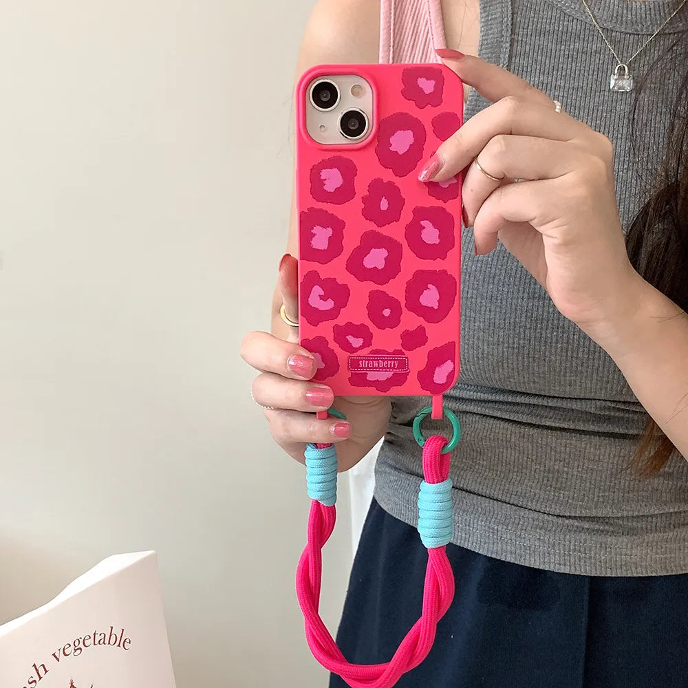 IPhone 12 a 15 / Funda Leopardo con Correa