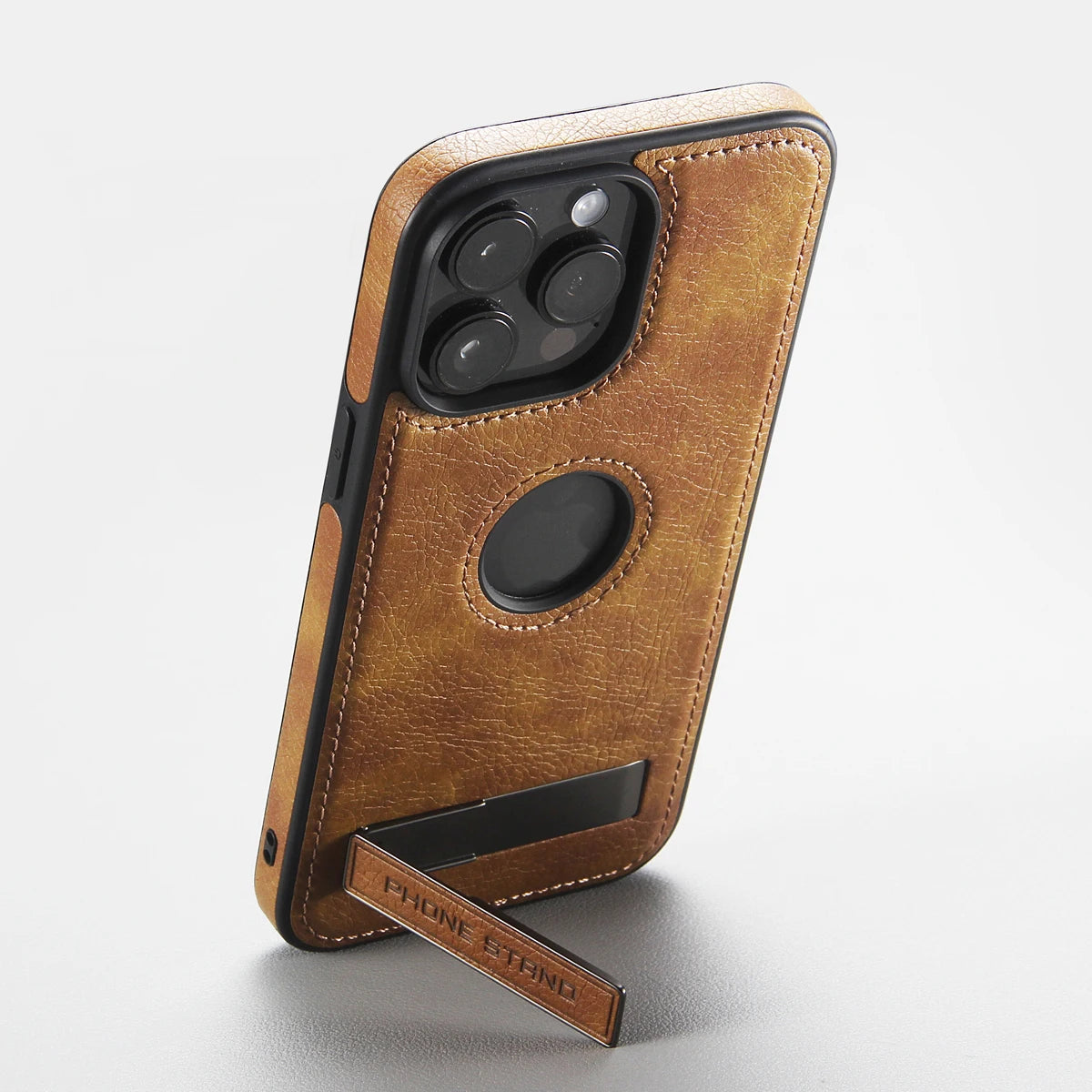 iPhone 12 a 15 / Funda Cuero Stand