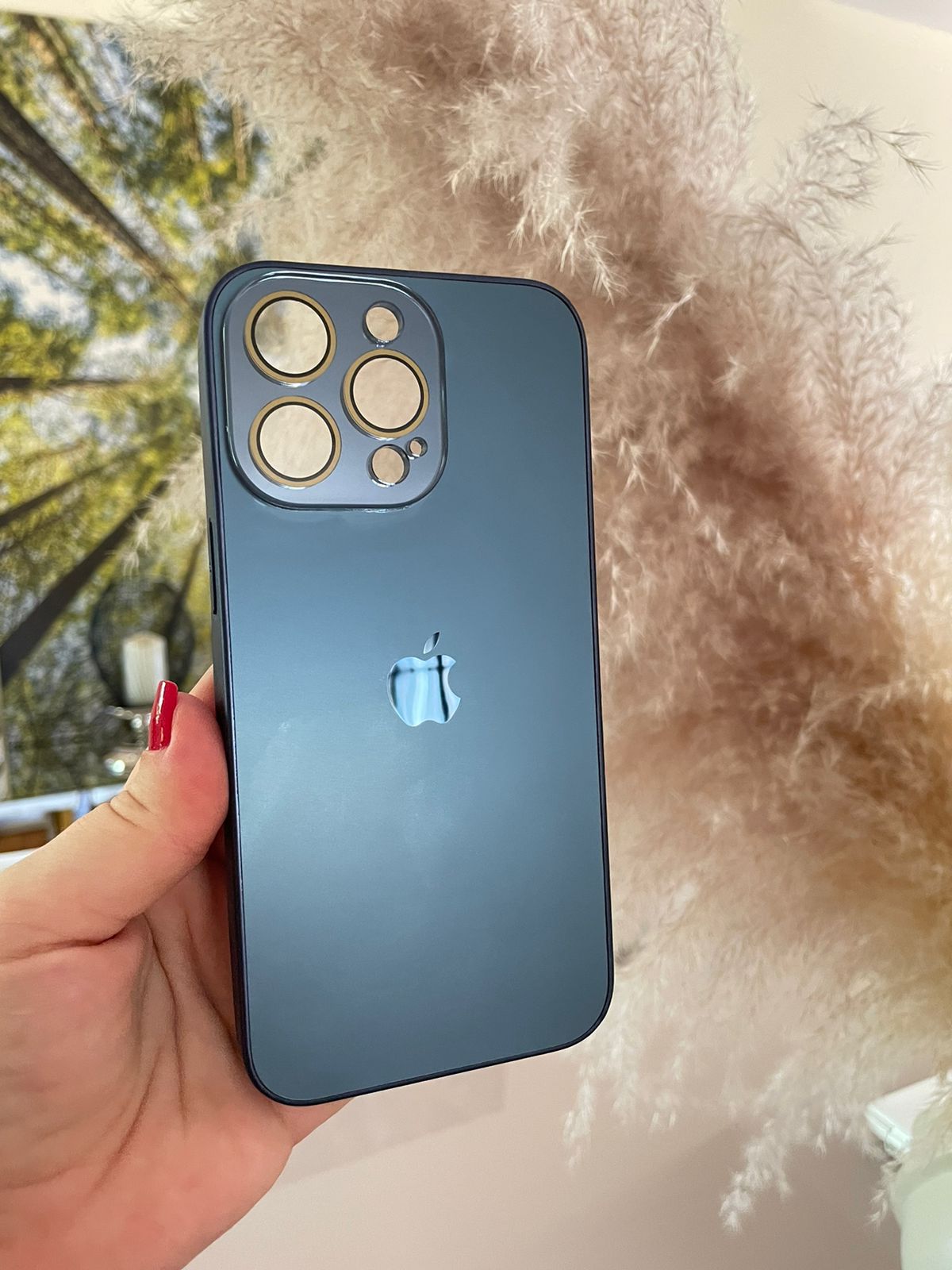 iPhone 12 a 14 / Funda I Glass Titanio