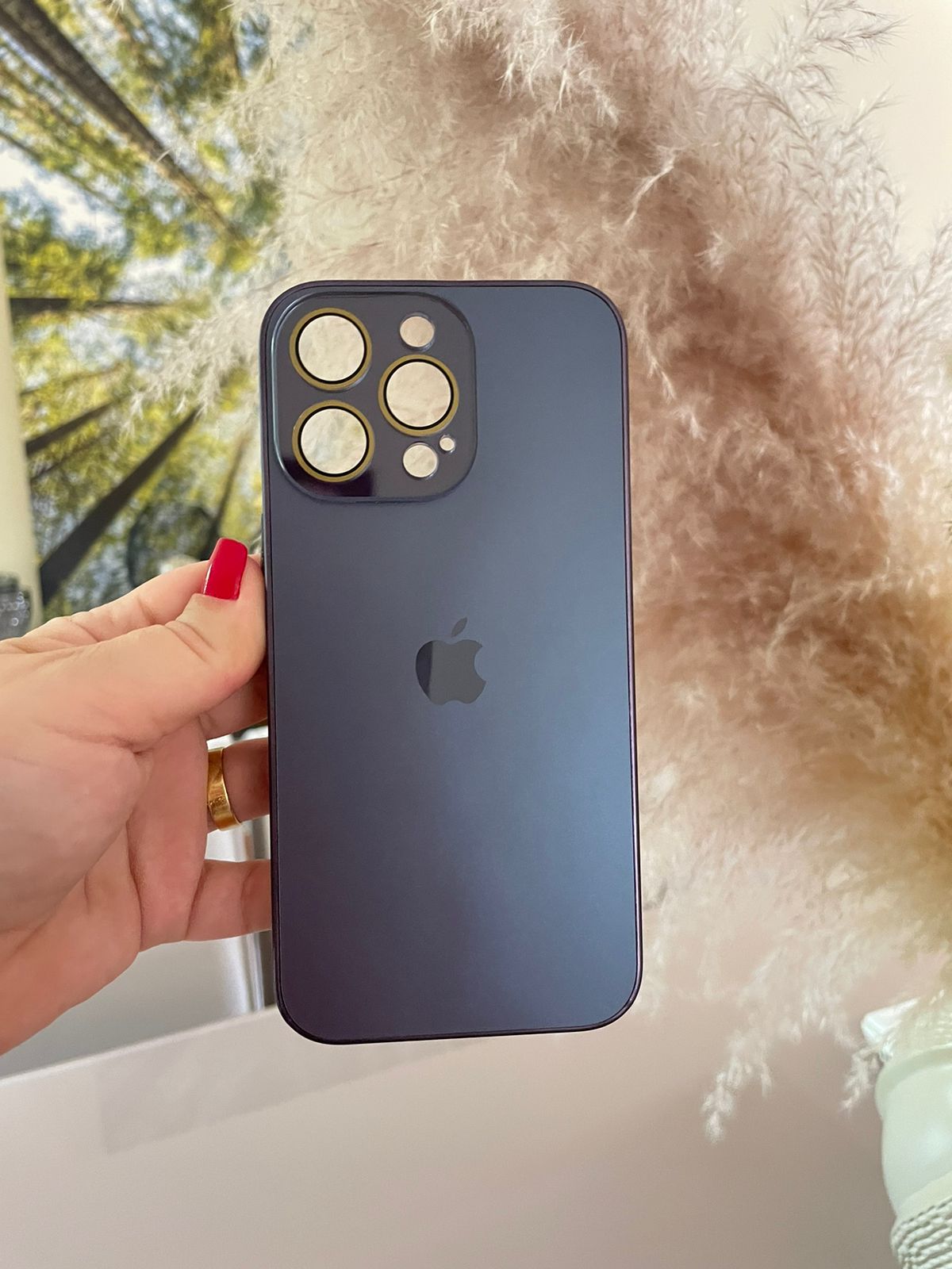 iPhone 12 a 14 / Funda I Glass Titanio