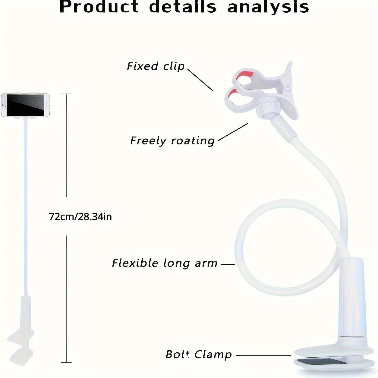 Clip flexible del soporte del soporte del teléfono móvil del soporte de escritorio universal de 360°