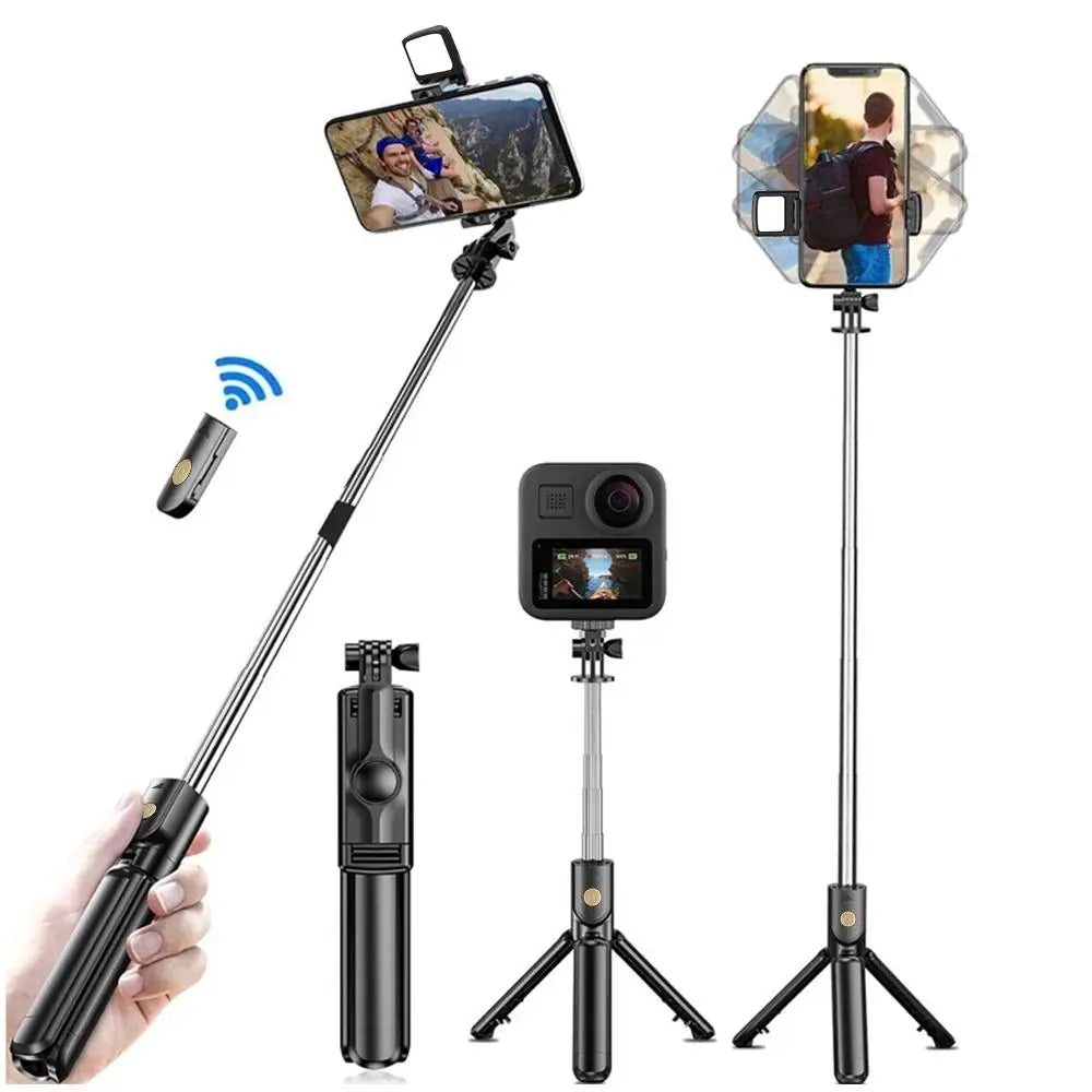 Trípode Selfie Inalámbrico con Luz Bluetooth Remoto Extensible
